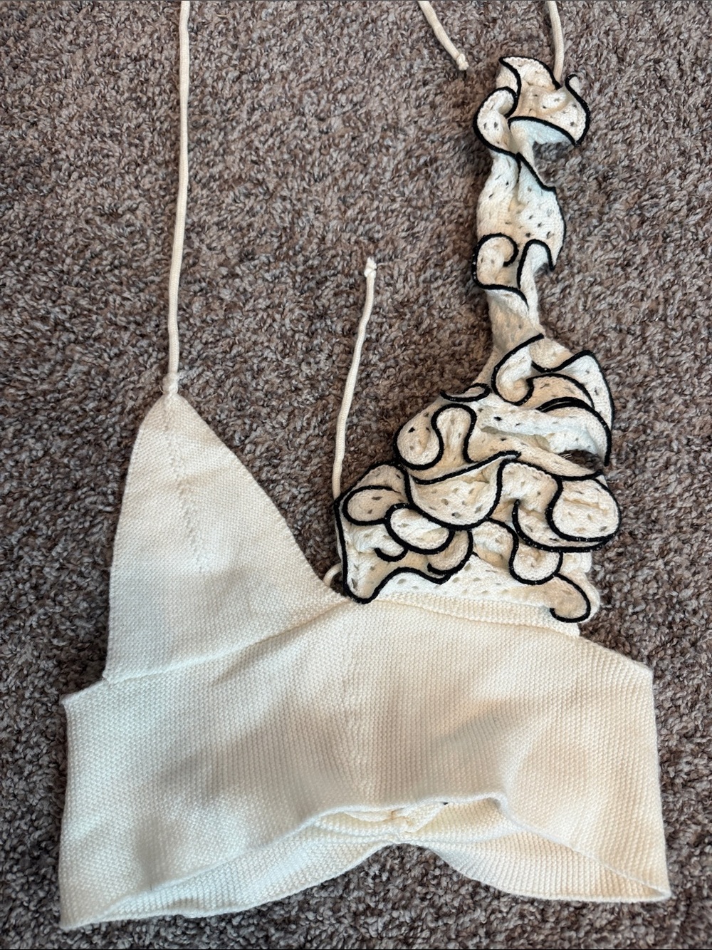 Cream Ruffle Two-Piece Knit Set - Picture 2 of 3